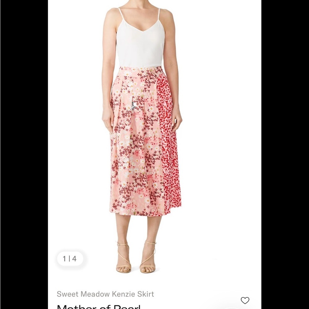 Mother of Pearl Sweet Meadow Kenzie Silk Midi Wrap Skirt pink floral Size 6 GUC